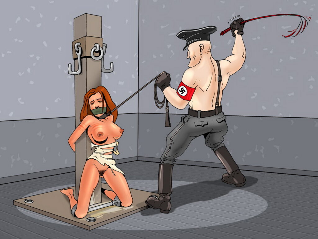 Shirtless Nazi Whipping a Horny Redhead