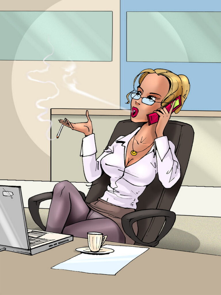 Smoking Hot Office Blonde Smokes