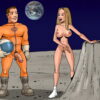 Naked Space Babe Finds a Perfect Rock
